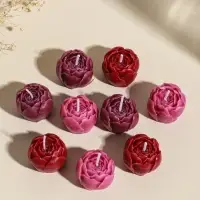 Набор свечей декоративных "Пионы" 9 шт 3,5х3,5х2,5 см розово-фиолетовые 14х14х4 см