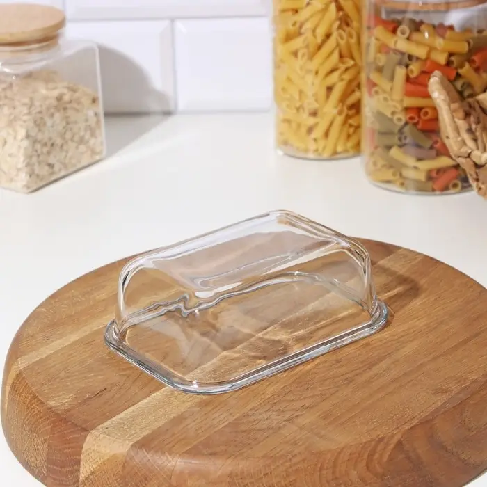 Контейнер для еды из жаропрочного стекла Доляна &laquo;Клик&raquo;, 380 мл, 15.5&times;11&times;5 см, с крышкой