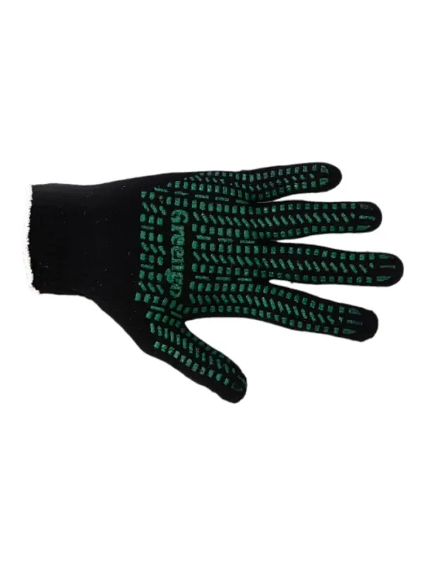 Перчатки садовые, хб, вязка 7 класс, 6 нитей, размер 10, с ПВХ точками, чёрные, Greengo
