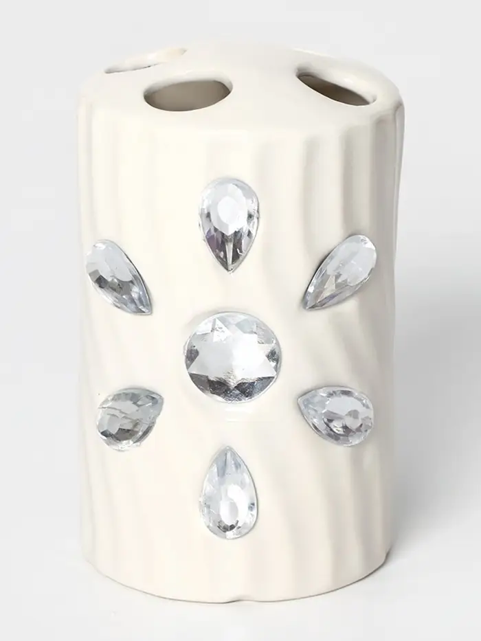 Аксессуары для ванной Доляна &laquo;Дерево&raquo;, 4 предмета, дозатор 300 мл, мыльница, 2 стакана, белые