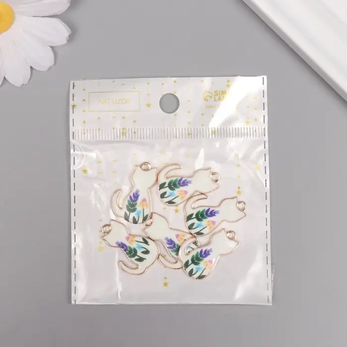 Декор для творчества металл, эмаль "Белый котик с цветами" 2,5х1,6 см Декор для творчества металл, эмаль "Белый котик с цветами" 2,5х1,6 см