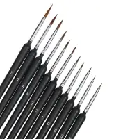 Набор кистей для рисования, нейлон, 11 штук: № 00000, 000, 00, 0, 1, 2, 3, 4, 5, 6, 7, Calligrata, круглые, деревянная ручка, международный размер