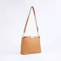 Сумка женская кросс-боди на молнии, 25&times;9.5&times;18.5 см, бежевая