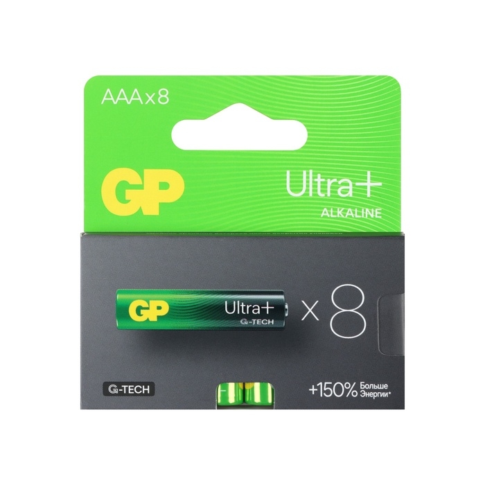 Батарейка алкалиновая GP Ultra Plus Alkaline, AAA, LR03-8BL, 1.5В, блистер, 8 шт Батарейка алкалиновая GP Ultra Plus Alkaline, AAA, LR03-8BL, 1.5В, блистер, 8 шт