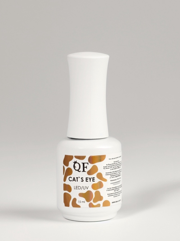 Гель-лак для ногтей 3-х фазный LED/UV 15мл  CAT`S EYE бел QF Гель-лак для ногтей 3-х фазный LED/UV 15мл  CAT`S EYE бел QF