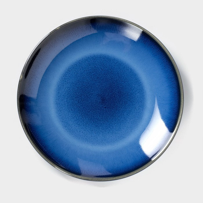 Тарелка керамическая обеденная «Лунная тропа», d=21 см, цвет синий Тарелка керамическая обеденная «Лунная тропа», d=21 см, цвет синий