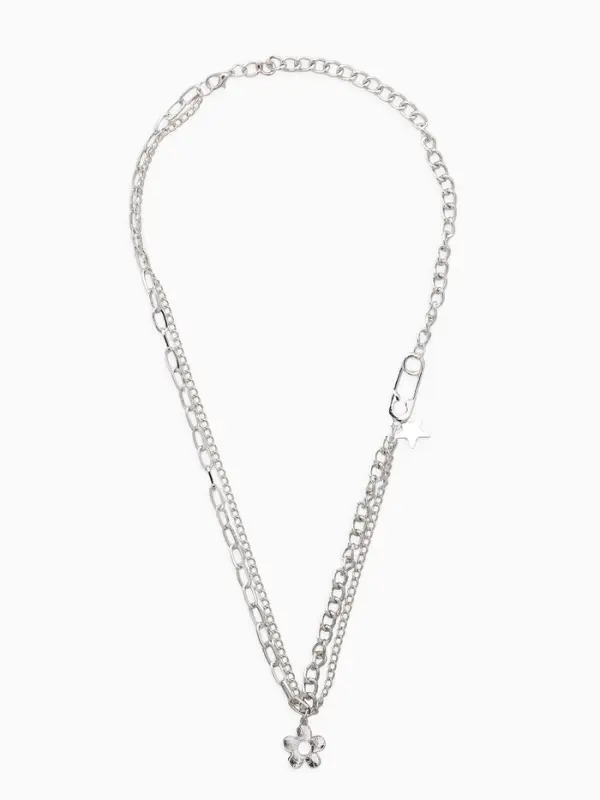 Цепь двойна "Нежный хард-рок", 40см, цвет серебро