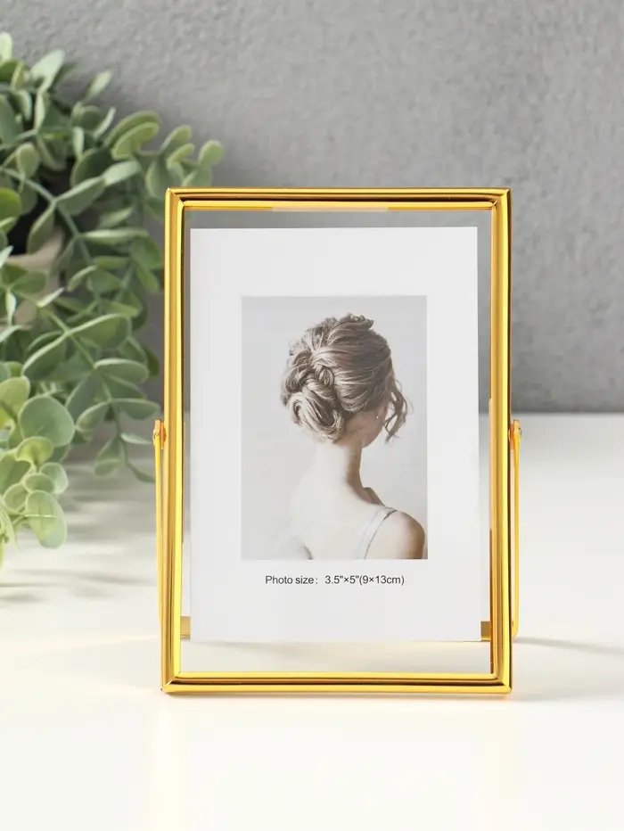 Фоторамка металл на 1 фото 10х15 см "Лофт" золото гальваника 1,2х11,5х16 см
