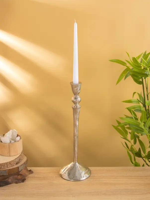 Подсвечник  Подсвечник "Вормик" алюминий 39 см, цв. серебро
