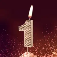 Свеча в торт на шпажке "Жемчужная", цифра "1", шампань