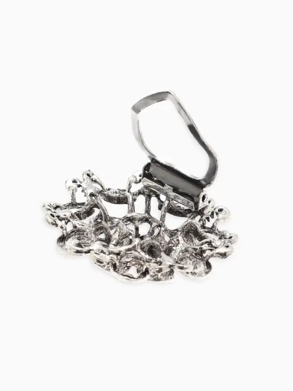 Зажим для платка Зажим для платка "Цветок астры", цвет белый в чернёном серебре