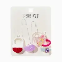 Набор колец 5 шт "Стиль лёгкий" сердечки, размер МИКС (17-19), цветные