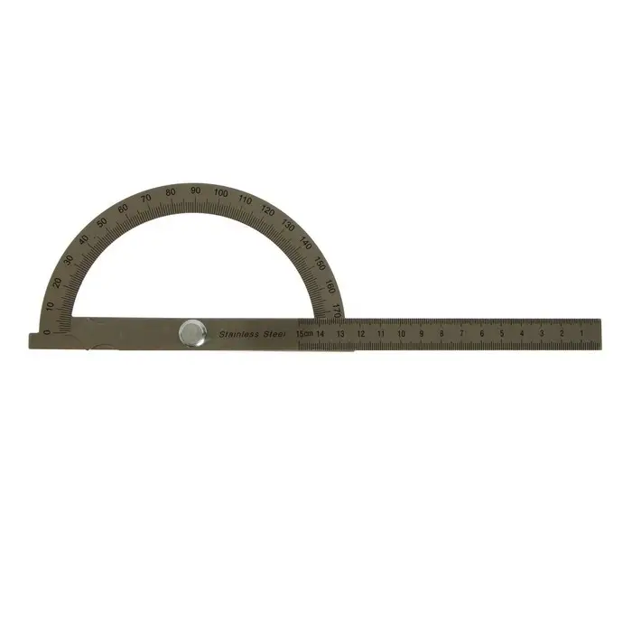 Линейка-транспортир, 15 см, нержавеющая сталь
