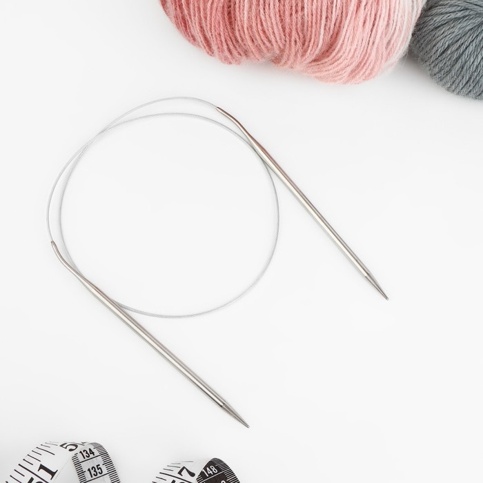 Спицы круговые, для вязания, с металлическим тросом, d = 5 мм, 14/80 см Спицы круговые, для вязания, с металлическим тросом, d = 5 мм, 14/80 см