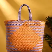 Сумка плетёная, 30×15×45 см, пластик, сиренево-жёлтая Сумка плетёная, 30×15×45 см, пластик, сиренево-жёлтая
