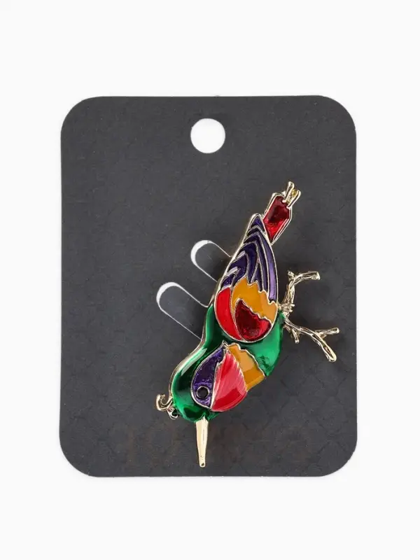 Брошь &laquo;Птица&raquo; синица, цветная в золоте