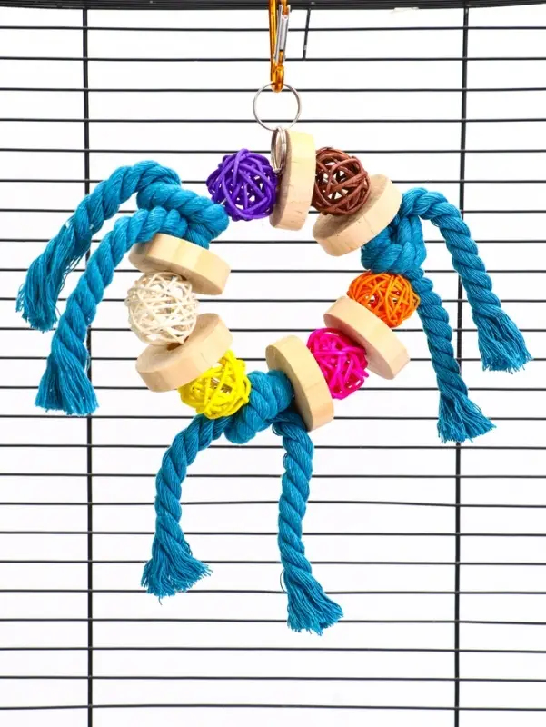 Игрушка для птиц "Браслет" с колокольчиками, 13,5 х 5 см, микс цветов