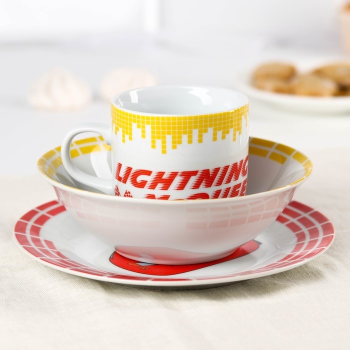 Набор посуды, 3 предмета: тарелка Ø 16,5 см, миска Ø 14 см, кружка 200 мл, Тачки Набор посуды, 3 предмета: тарелка Ø 16,5 см, миска Ø 14 см, кружка 200 мл, Тачки