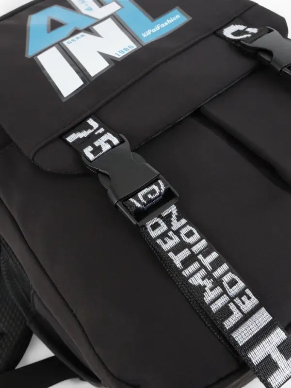 Рюкзак школьный на молнии, с карманами, принтом, размер 28×11×41 см, чёрный/голубой/белый Рюкзак школьный на молнии, с карманами, принтом, размер 28×11×41 см, чёрный/голубой/белый