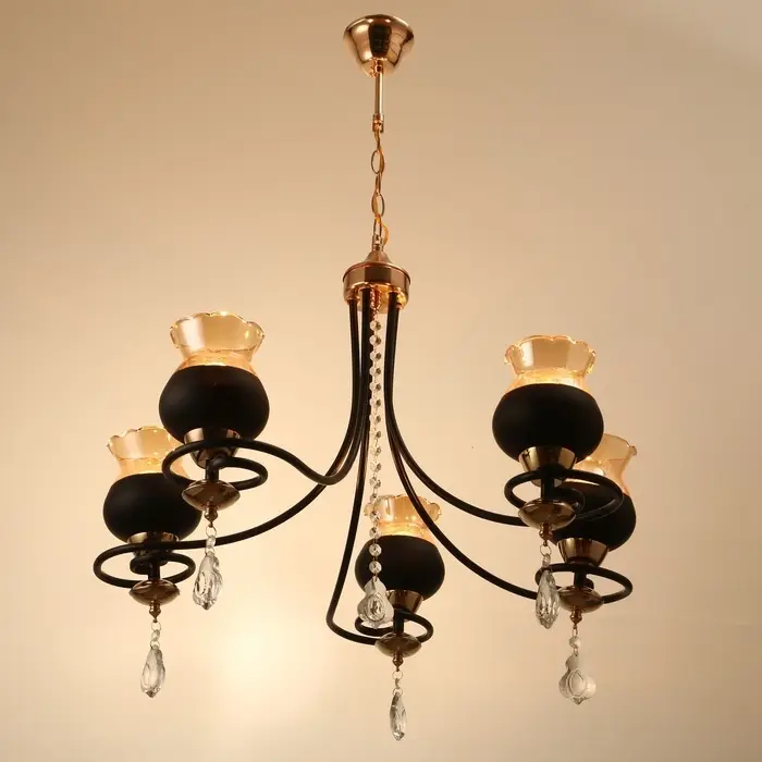 Светильник подвесной BayerLux &laquo;Лира&raquo;, люстра 5хЕ27, 40 Вт, чёрный, 60&times;60&times;85 см