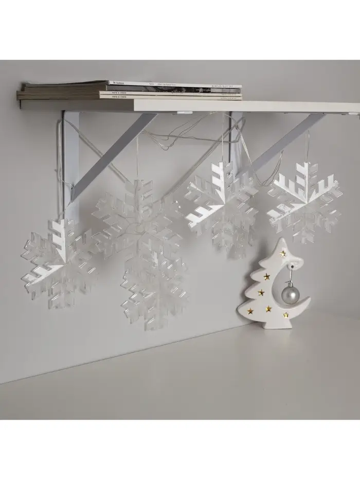 Гирлянда &laquo;Нить&raquo; 2 м с насадками &laquo;Снежинка матовая&raquo;, IP20, прозрачная нить, 36 LED, свечение тёплое белое, 220 В