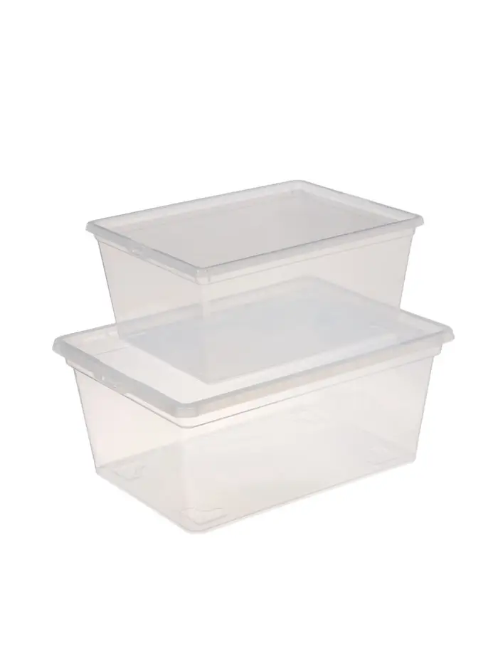 Ящики пластиковые для хранения, с крышкой, набор 2 шт.: 10 л, 16 л, прозрачно-матовый