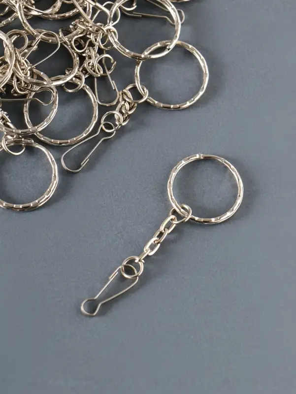 Кольцо для брелока на цепочке с карабином 7 см, d=2,2 см карабин 2 см, набор 20 шт