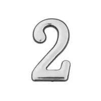 Цифра дверная 2 ТУНДРА, пластиковая, цвет хром, 1 шт.