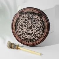 Шаманский бубен &laquo;Медведь&raquo;, музыкальный инструмент, с колотушкой, 5&times;25&times;25 см