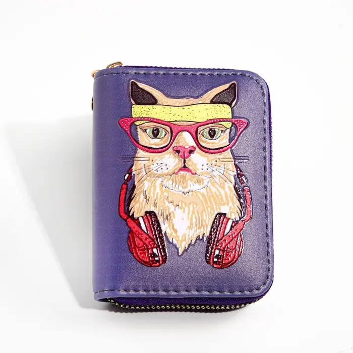 Кошелёк детский Выбражулька Cool cat, на молнии, фиолетовый