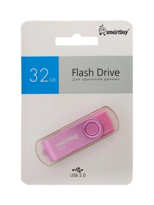Флешка Smartbuy Twist, 32 Гб, USB 2.0, чтение до 25 Мб/с, запись до 15 Мб/с, розовая