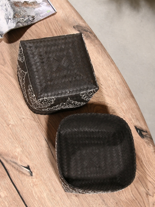 Корзинка плетеная "Бонтанг" бамбук 19х19х14 см, тёмная