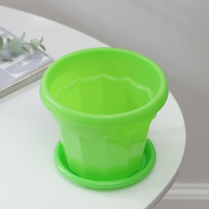 Горшок для цветов с поддоном Доляна «Эрика», 0,7 л, цвет зелёный Горшок для цветов с поддоном Доляна «Эрика», 0,7 л, цвет зелёный
