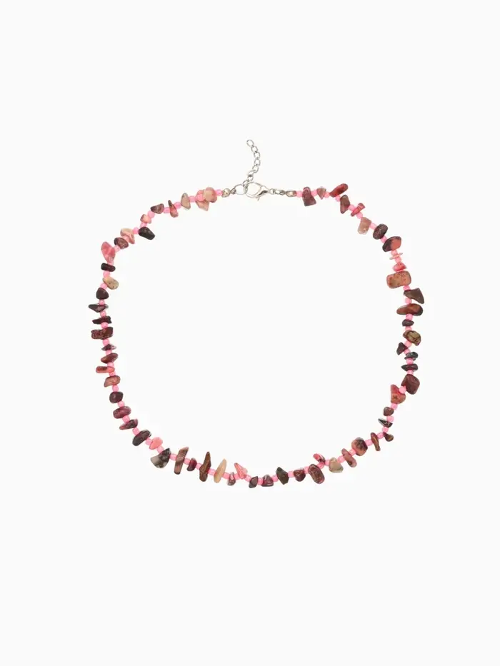 Ожерелье из камня, 45 см, розовое