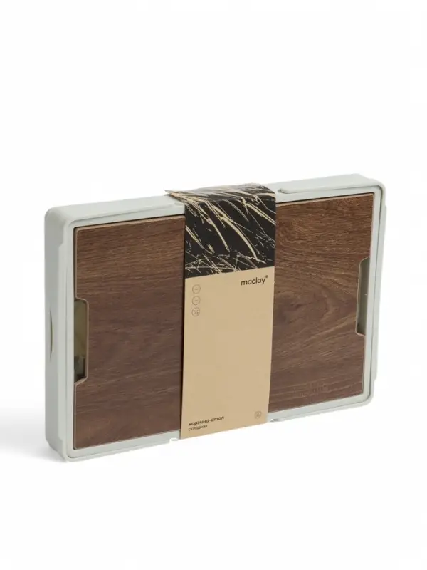 Стол - корзина maclay 2 в 1, складная, 15 л, 33&times;22&times;17/4.5 см, светло-серая