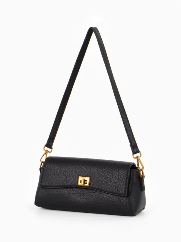 Сумка женская мессенджер TEXTURA на клапане, 26&times;9&times;12 см, чёрная