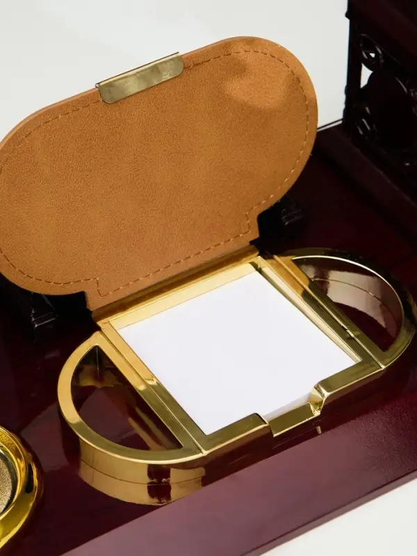 Набор настольный, органайзер 6 в 1, с визитницей и часами, вишня