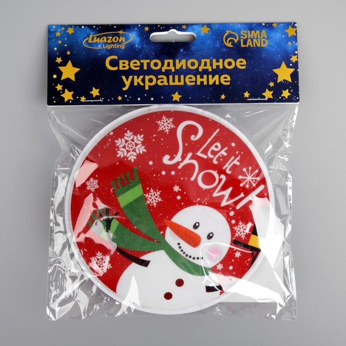 Светодиодная игрушка на липучке «Снеговик» 13 см, батарейки LR44х3 (в комплекте), свечение мульти Светодиодная игрушка на липучке «Снеговик» 13 см, батарейки LR44х3 (в комплекте), свечение мульти