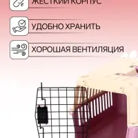 Переноска для животных, 44&times;31&times;27 см, пластик, бежевая, лавандовая