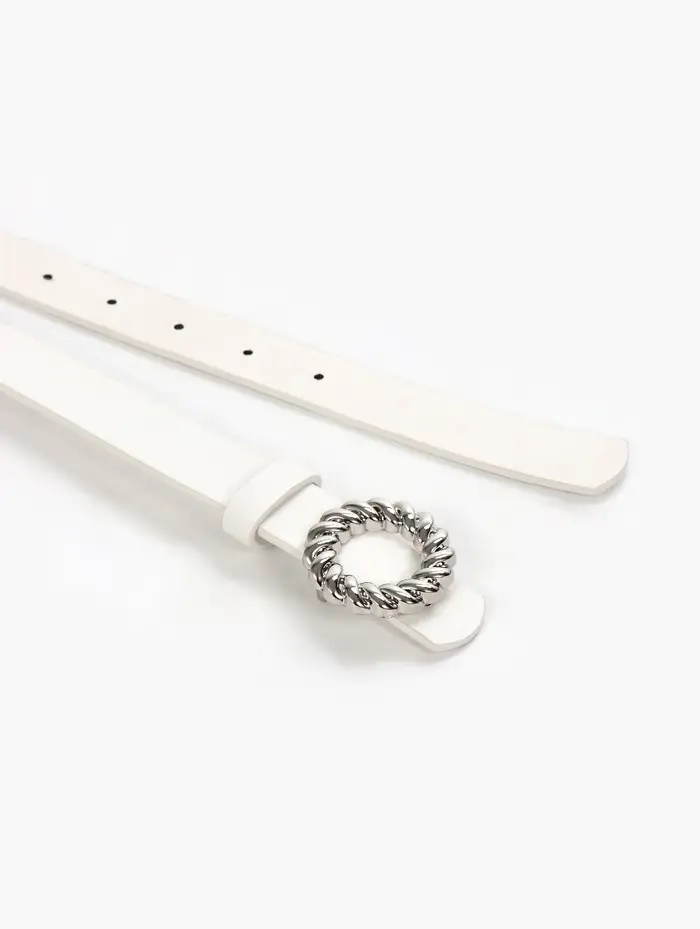 Ремень жен 04-01-02-04, Сент0525,  2,3*0,2*107 см, пряжка металл, белый