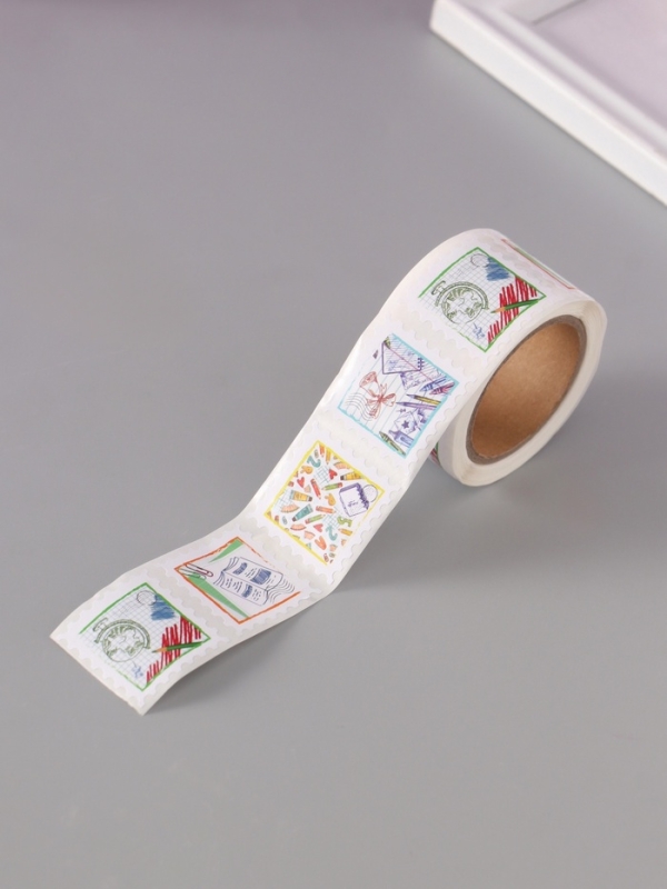 Наклейка бумага Наклейка бумага "Марки. Школа" 3х3 см 200 шт в рулоне