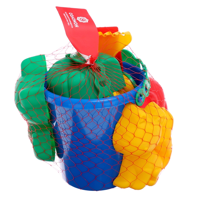 Набор для игры в песке №113 (8 формочек, совок, лейка, грабли, ведро) МИКС