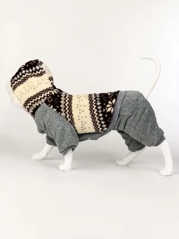 Комбинезон Комбинезон "Лапландия", с подкладом, размер S (ДС 25, ОГ 35, ОШ 25см), серый/бордо