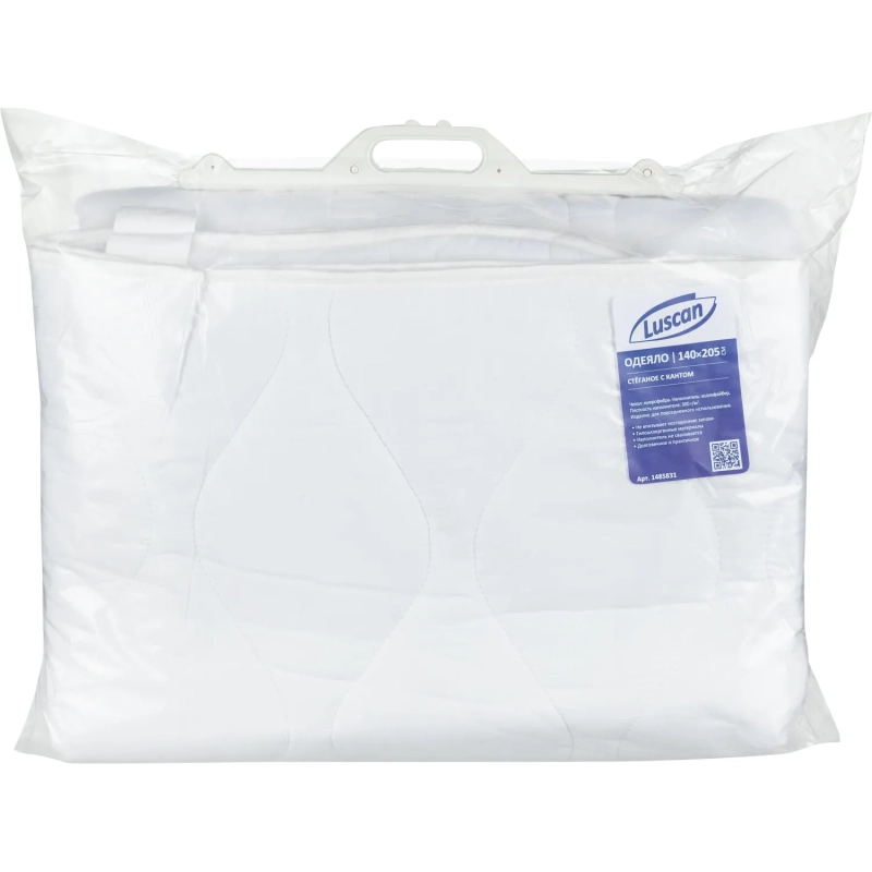 Одеяло Luscan 140х205 стег, кант, 300-350гр/м2 (холлофайбер/микрофибра),бел