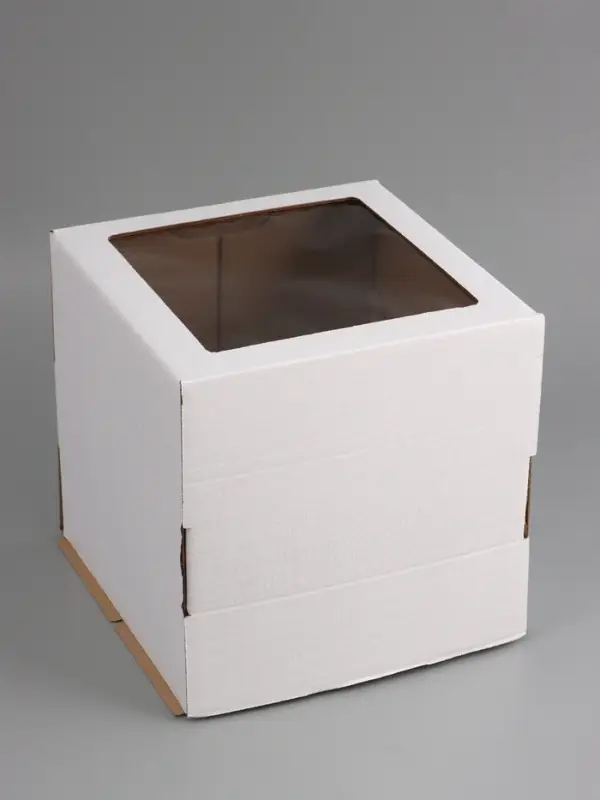 Коробка для торта, кондитерская, белая, с окном 30 х 30 х 30 см Набор 5 шт
