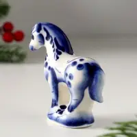 Сувенир Лошадь стоящая, 7х7см, гжель