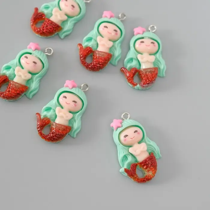 Подвеска для творчества пластик "Русалочка с голубыми волосами" 3,4х2,1х0,6 см