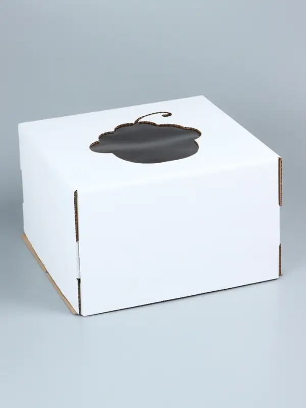 Коробка под торт с окном, &laquo;Пироженка&raquo;, с усиленным дном, белая, 30&times;30&times;19 см