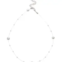 Бусы на леске &laquo;Жемчуг&raquo; шар №4+8, белое в серебре