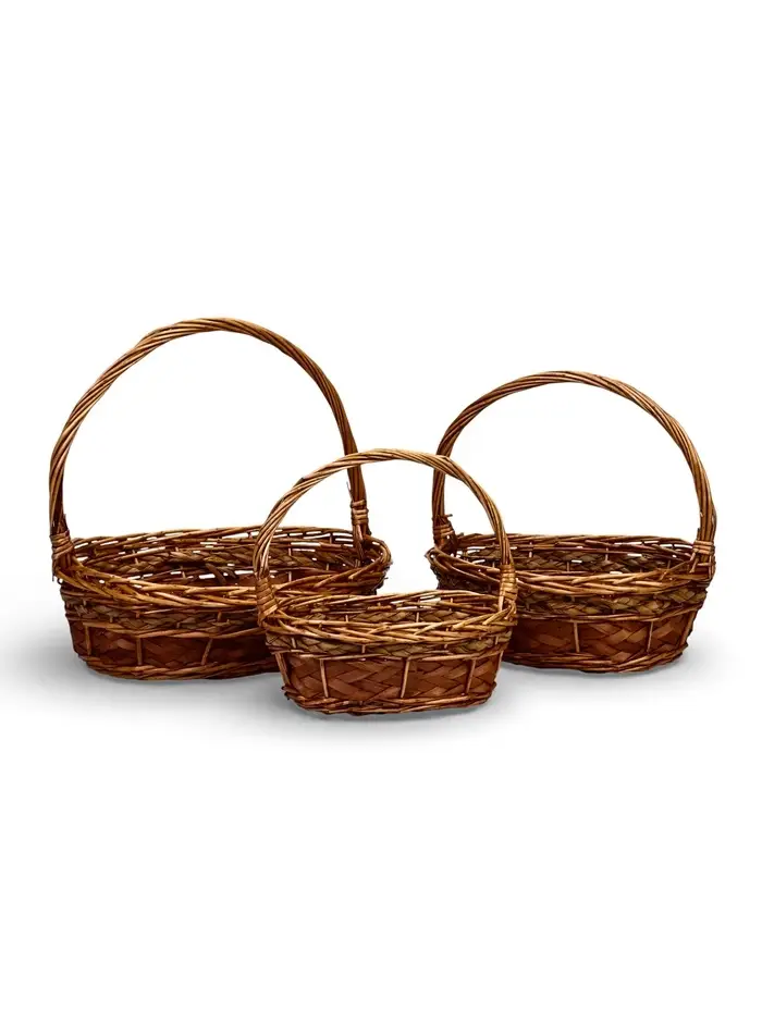 Набор корзин 3 шт Ротанг 31х26х12 26х22х11 23х18х9 см ручка h=25/23/21 см